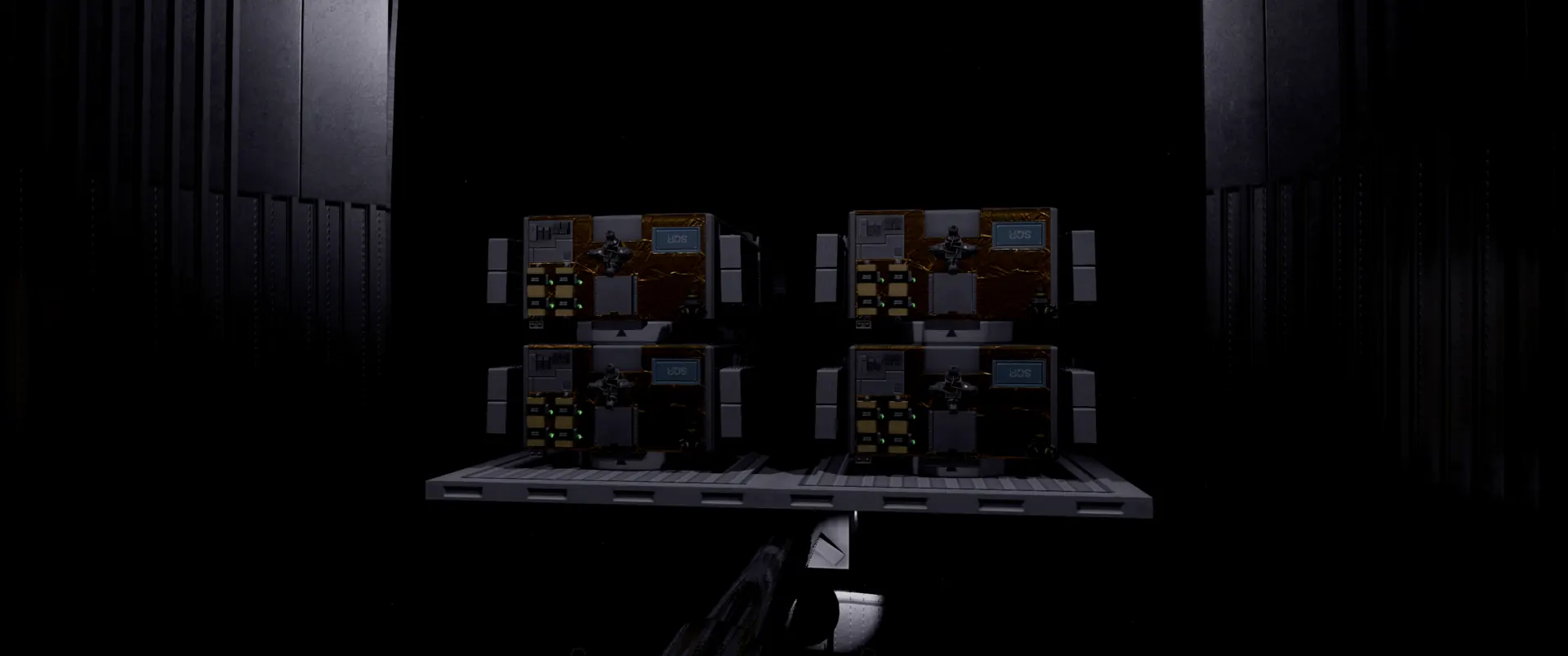 Rideshare payloads stacked inside Rhea's payload bay